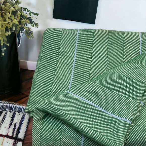 Pottery Barn Bedding Pottery Barn Green White Herringbone Cotton